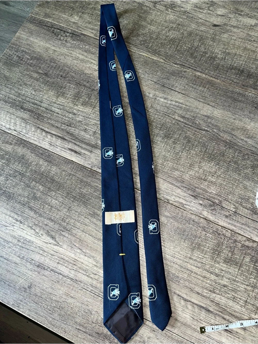 Navy Emblem Pattern Men's Tie